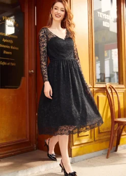 ModCloth Dramatic Performance Lace Dress Black Clearance