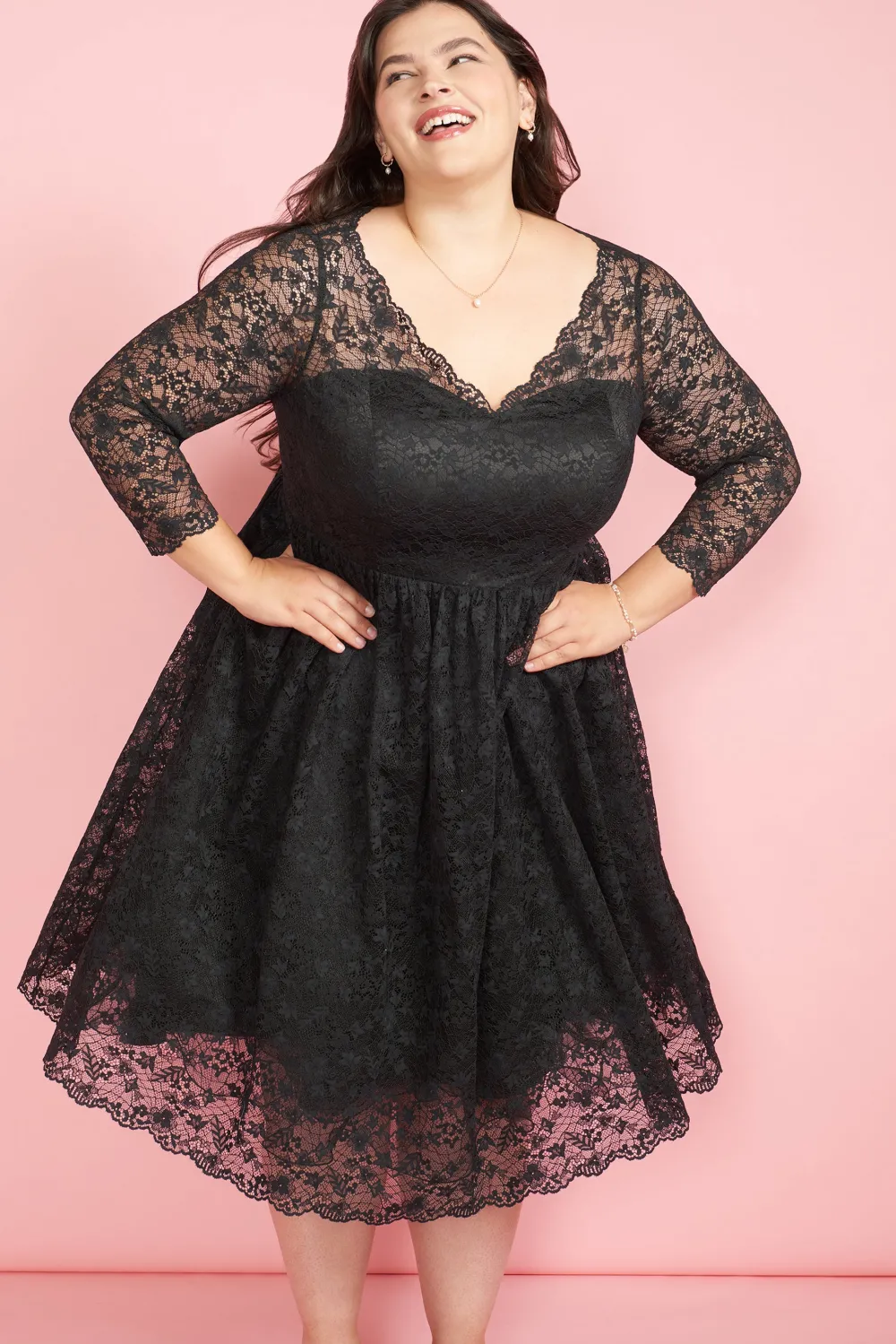 ModCloth Dramatic Performance Lace Dress Black Clearance