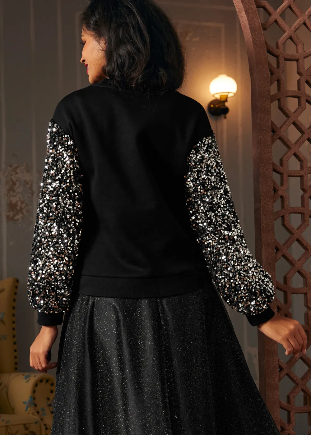 Dressed to Impress Sequin Sweatshirt Classic Noir Clearance