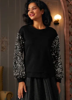 Dressed to Impress Sequin Sweatshirt Classic Noir Clearance
