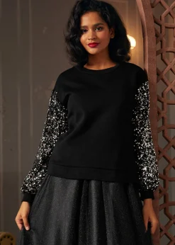 Dressed to Impress Sequin Sweatshirt Classic Noir Clearance