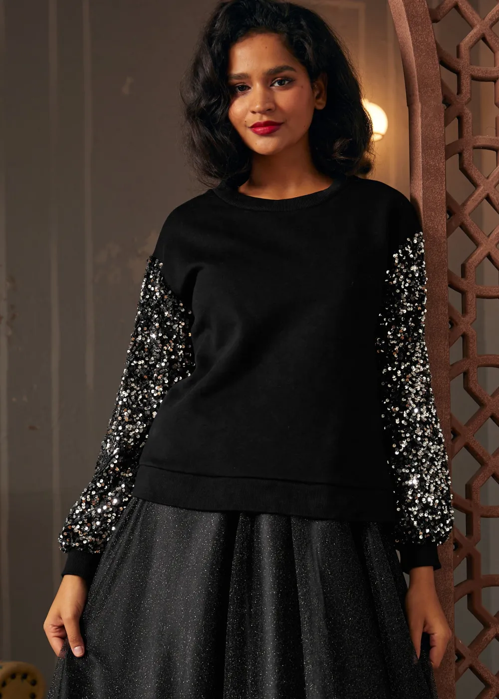 Dressed to Impress Sequin Sweatshirt Classic Noir Clearance