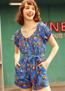 BTC Easy Does It Button-Front Romper Big Top Whimsy Discount