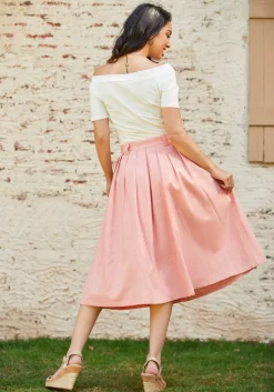 ModCloth Effortless Feature A-Line Skirt Peach Sale