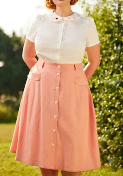 ModCloth Effortless Feature A-Line Skirt Peach Sale