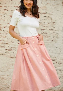 ModCloth Effortless Feature A-Line Skirt Peach Sale