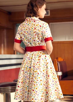 BTC Elegant Epoch Belted Shirtdress Rainbow Kisses Discount