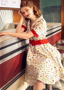 BTC Elegant Epoch Belted Shirtdress Rainbow Kisses Discount