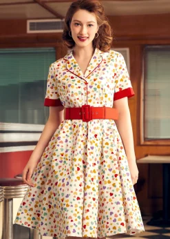 BTC Elegant Epoch Belted Shirtdress Rainbow Kisses Discount