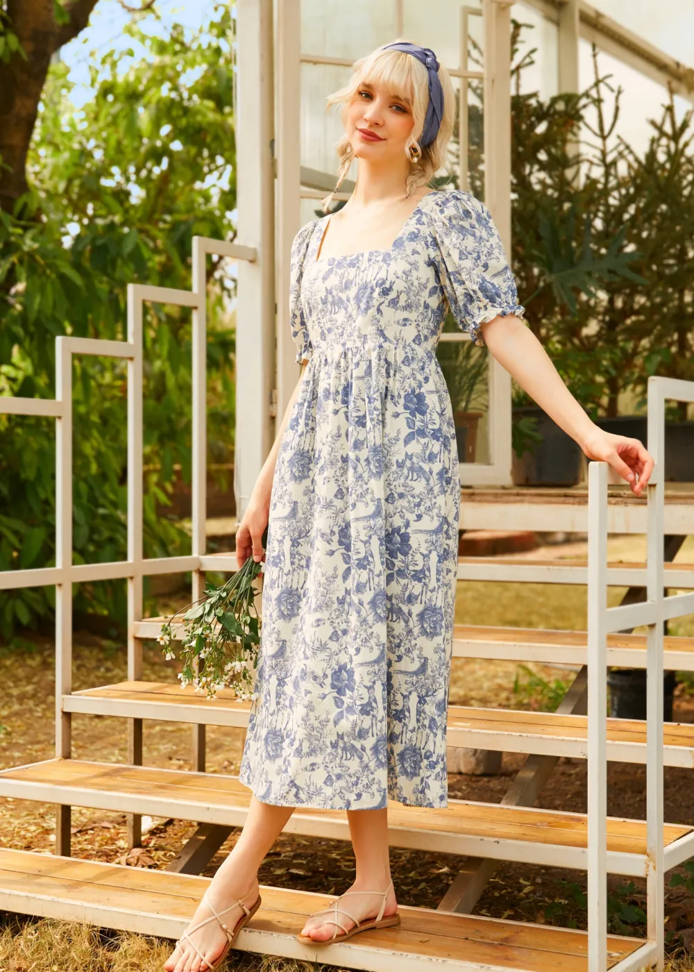 BTC Enchanted Meadow Toile Dress Blue Toile Clearance