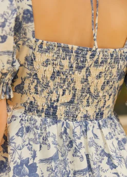 BTC Enchanted Meadow Toile Dress Blue Toile Clearance