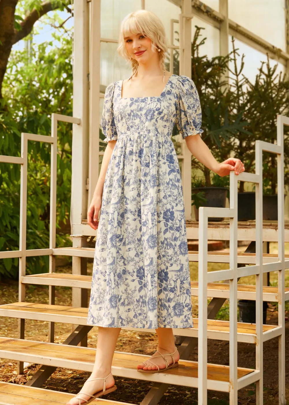 BTC Enchanted Meadow Toile Dress Blue Toile Clearance