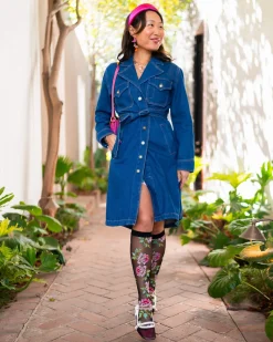 English Rose Black Sheer Knee High Sock Online