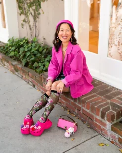 English Rose Black Sheer Knee High Sock Online