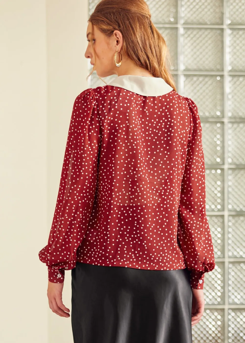 Essence of Every Era Pan Collar Blouse Marvelous Merlot Sale