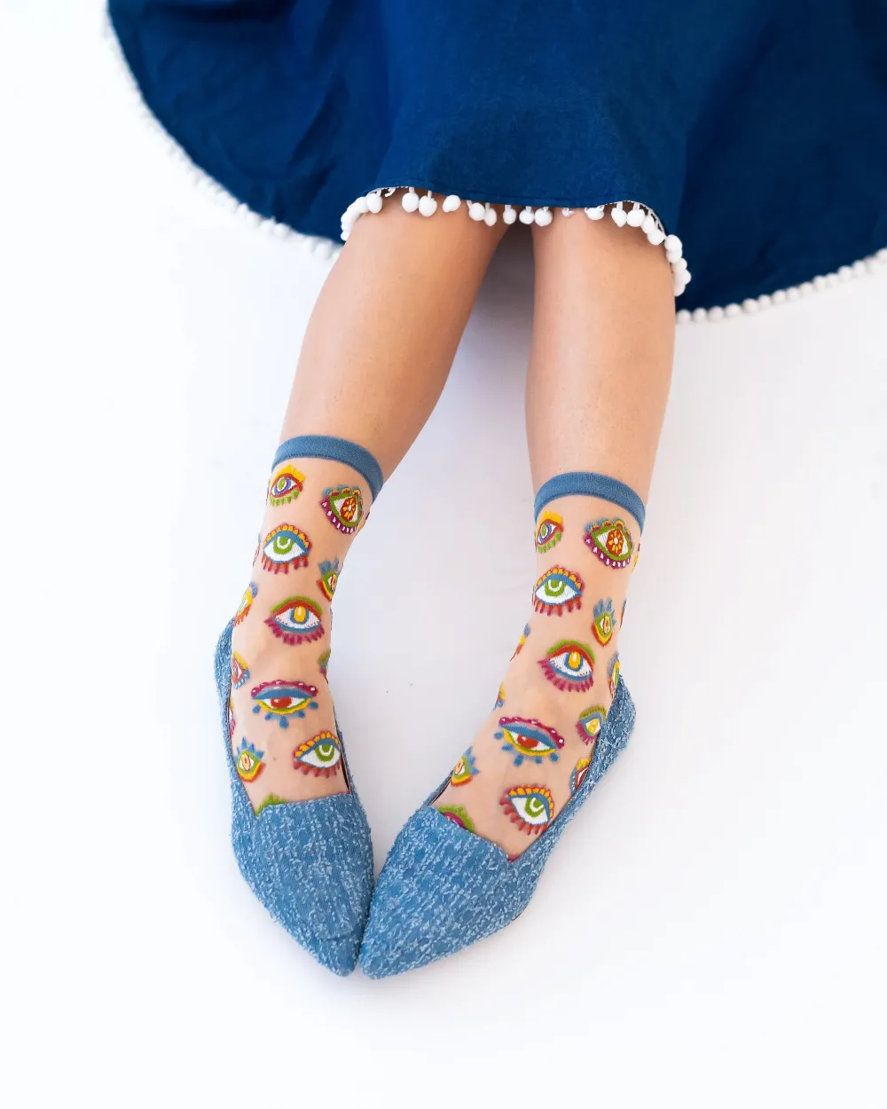 Evil Eye Sheer Crew Sock Outlet
