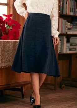 BTC Excellence Attained Knit Midi Skirt Navy Hot