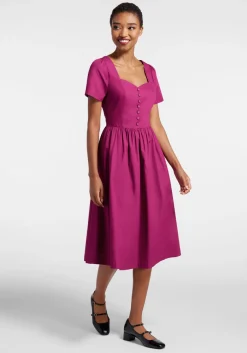 ModCloth Fabulous Fit And Flare Shirt Dress Raspberry Sale