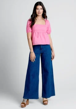 Hangzhou HS Fashion Corporation Ltd. Farming Daisies Babydoll Top Pink Dots Hot