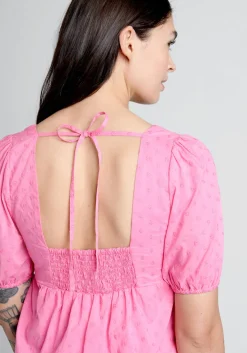 Hangzhou HS Fashion Corporation Ltd. Farming Daisies Babydoll Top Pink Dots Hot