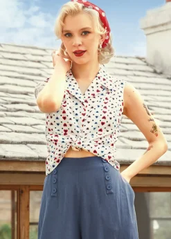 Feel the Morning Breeze Convertible Collar Shirt White heart Clearance