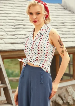 Feel the Morning Breeze Convertible Collar Shirt White heart Clearance