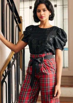 Festive Frolic Bubble Sleeve Crew Midnight New