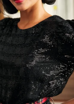 Festive Frolic Bubble Sleeve Crew Midnight New