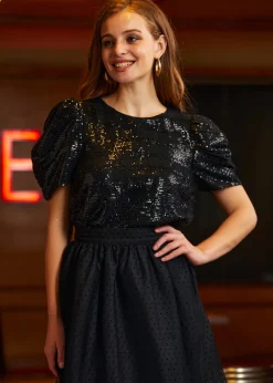 Festive Frolic Bubble Sleeve Crew Midnight New