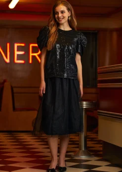 Festive Frolic Bubble Sleeve Crew Midnight New