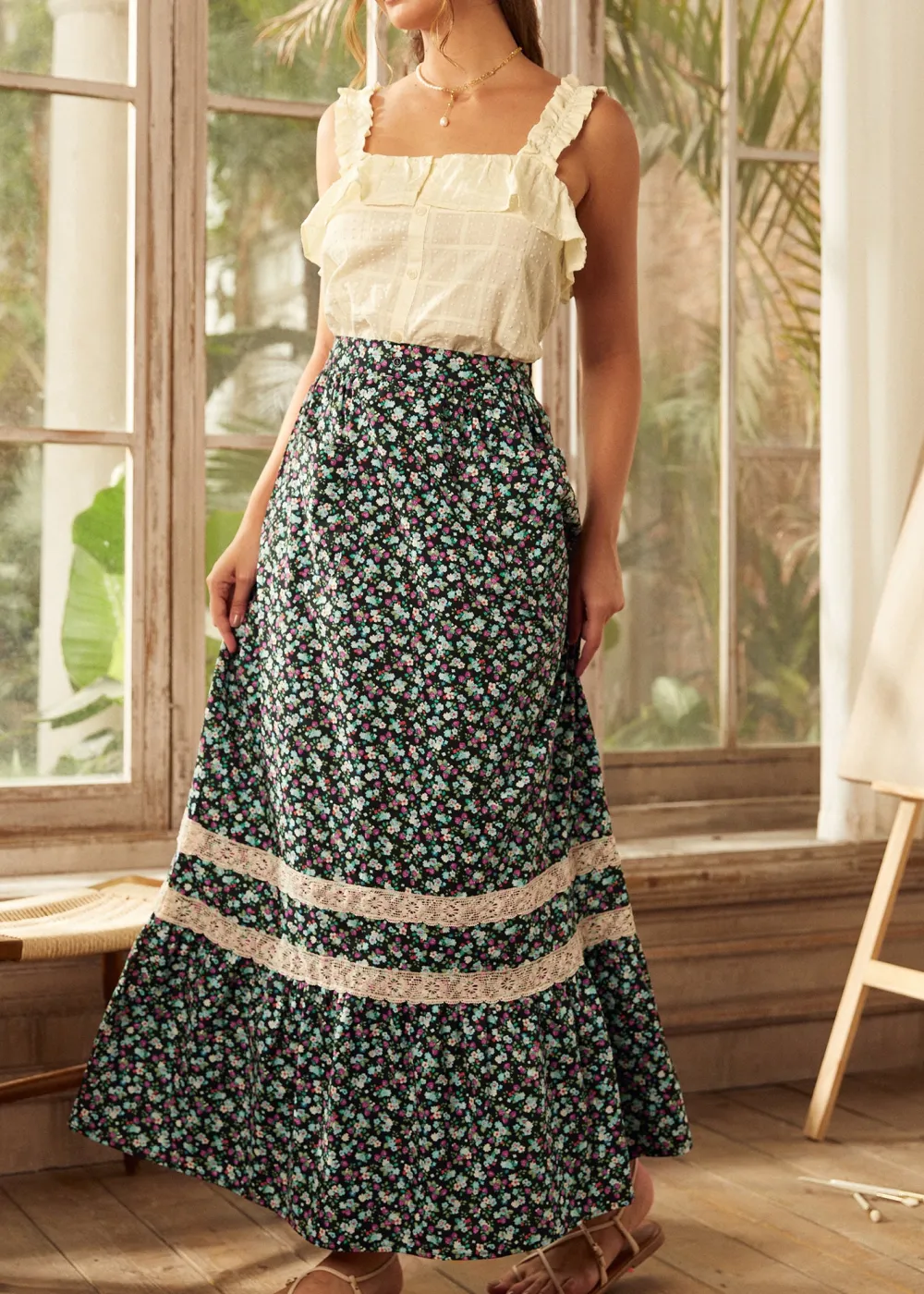 BTC Field of Dreams Maxi Skirt Strawberry
