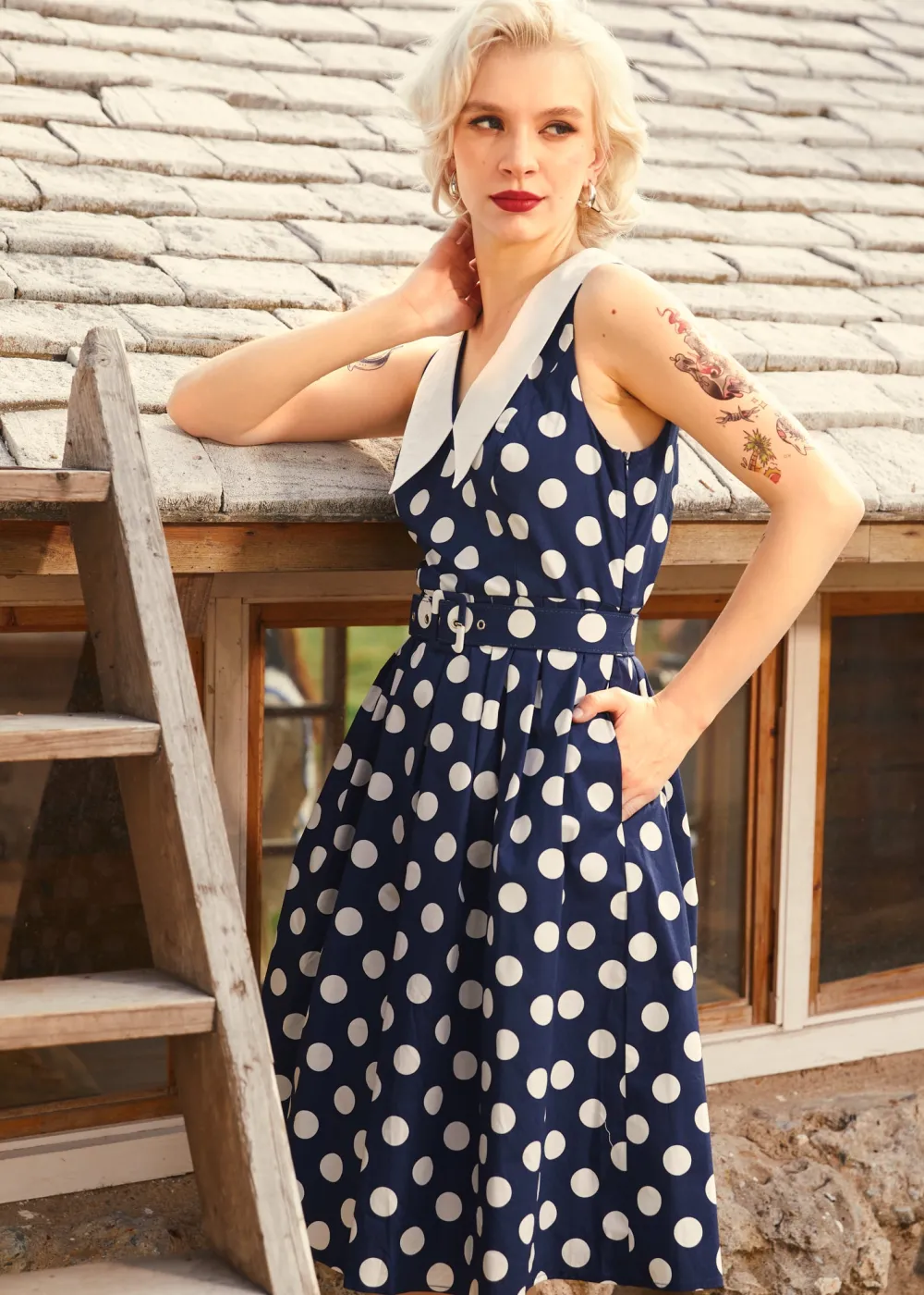 BTC Find Me in Palm Springs Fit & Flare Dress Delightful Darkness New