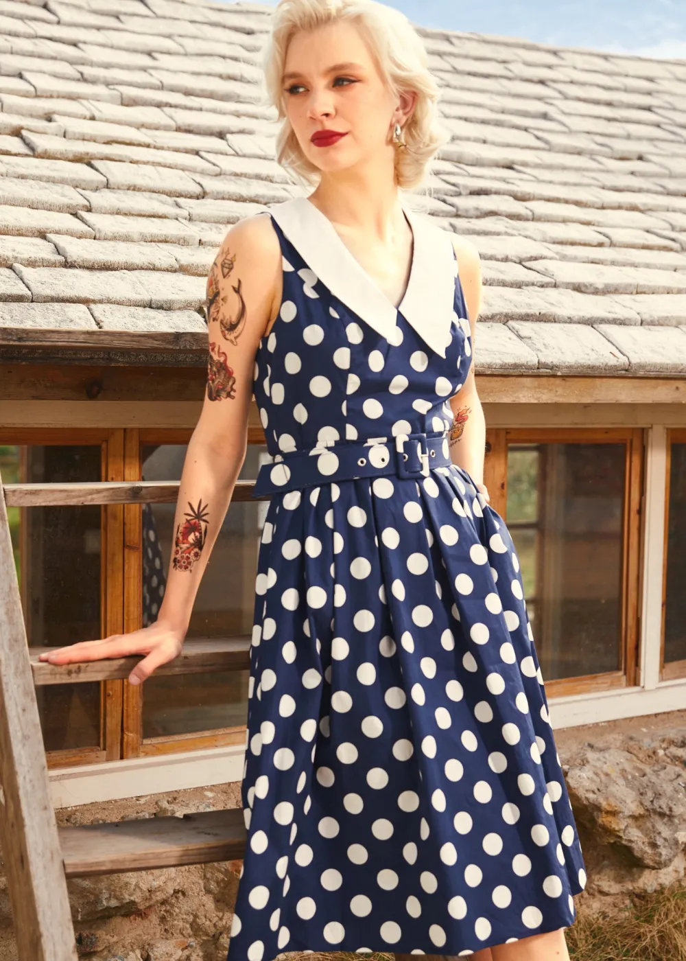 BTC Find Me in Palm Springs Fit & Flare Dress Delightful Darkness New