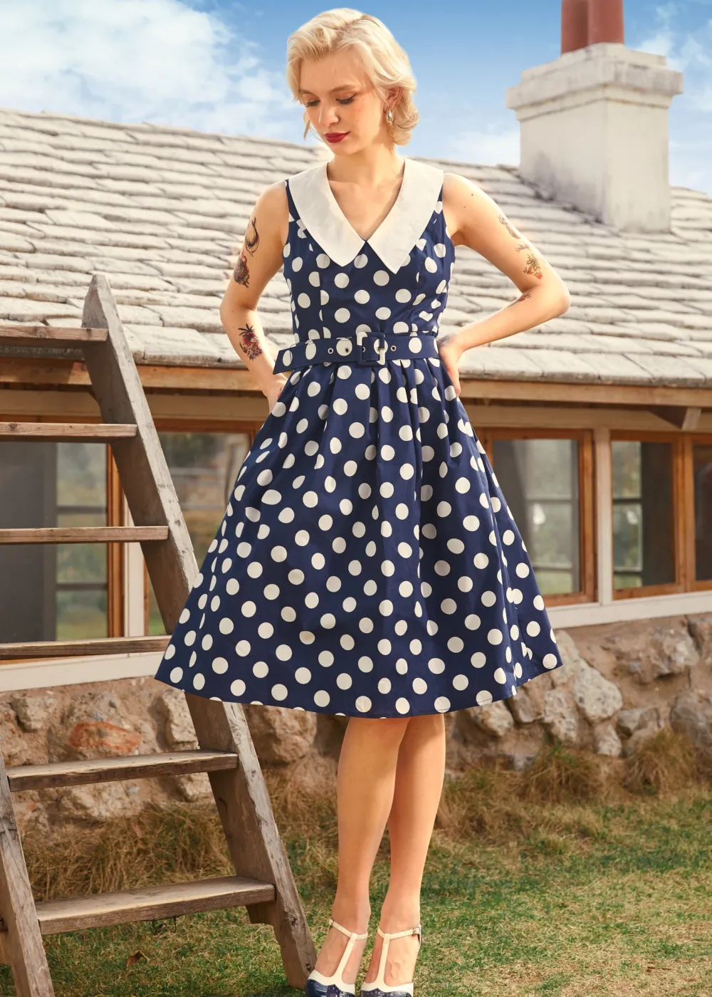 BTC Find Me in Palm Springs Fit & Flare Dress Delightful Darkness New