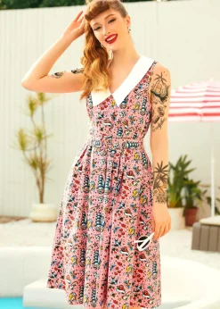Find Me in Palm Springs Fit & Flare Dress Nautical Ink Sale
