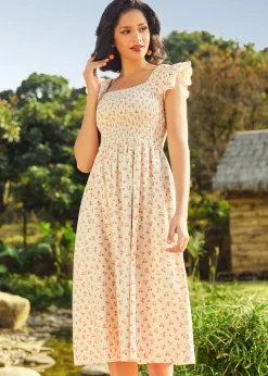 Flair and Square Babydoll Dress Coral Charm Best