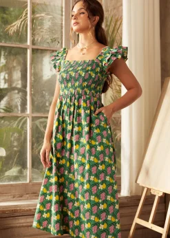 BTC Flair and Square Babydoll Dress Olive