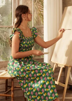 BTC Flair and Square Babydoll Dress Olive