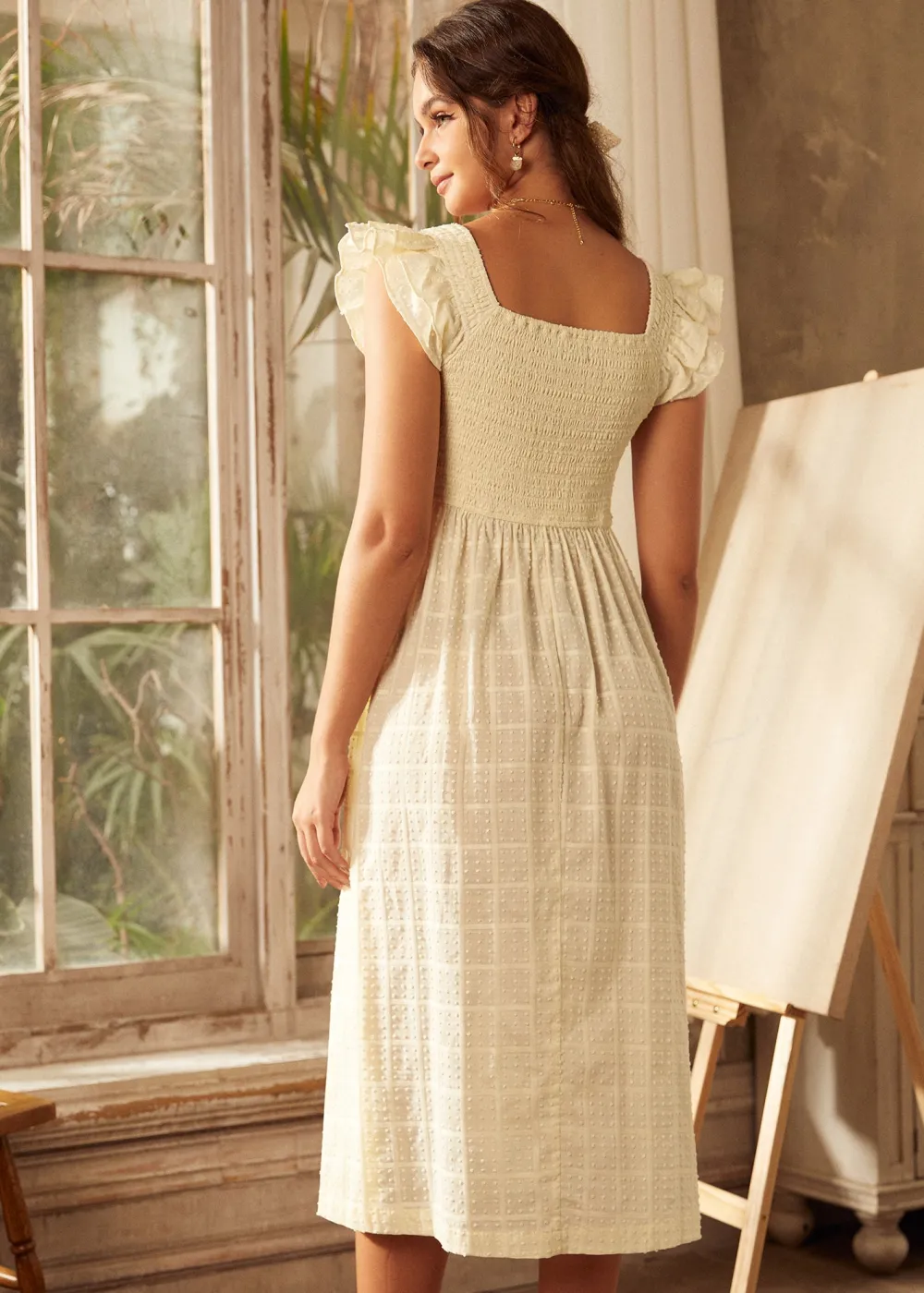 BTC Flair and Square Babydoll Dress White Outlet