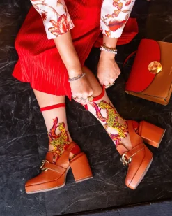 Flaming Cheetah Sheer Crew Sock Hot