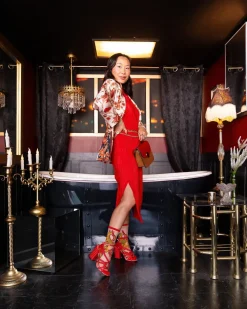 Flaming Cheetah Sheer Crew Sock Hot