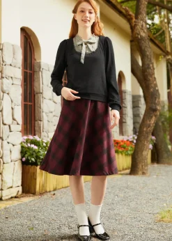 BTC Flow & Function Tie Neck Long Sleeve Top Gothic Gala Plaid Best