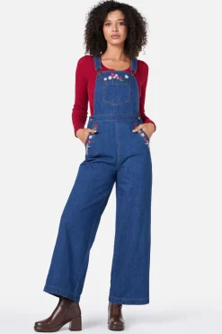 Flower Bow Embroidered Overall Discount