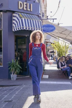 Flower Bow Embroidered Overall Discount