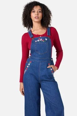 Flower Bow Embroidered Overall Discount