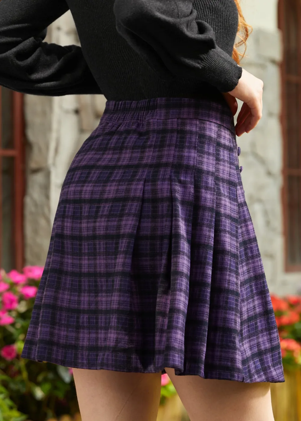 Forever in Fashion Pleated Skirt Plum Harvest Plaid Sale