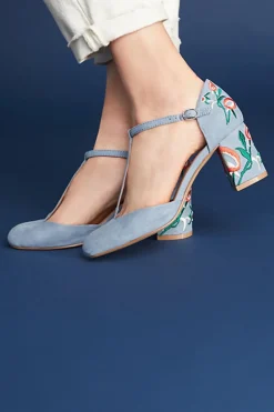 Frenchie T-Strap Embroidered Heels Best