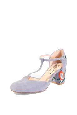 Frenchie T-Strap Embroidered Heels Best