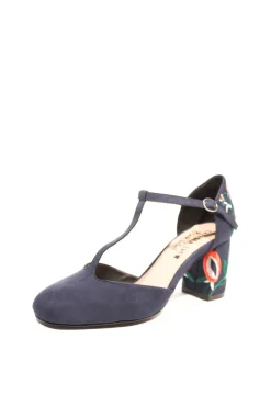 Frenchie T-Strap Embroidered Heels Best