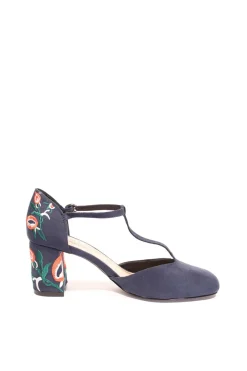 Frenchie T-Strap Embroidered Heels Best